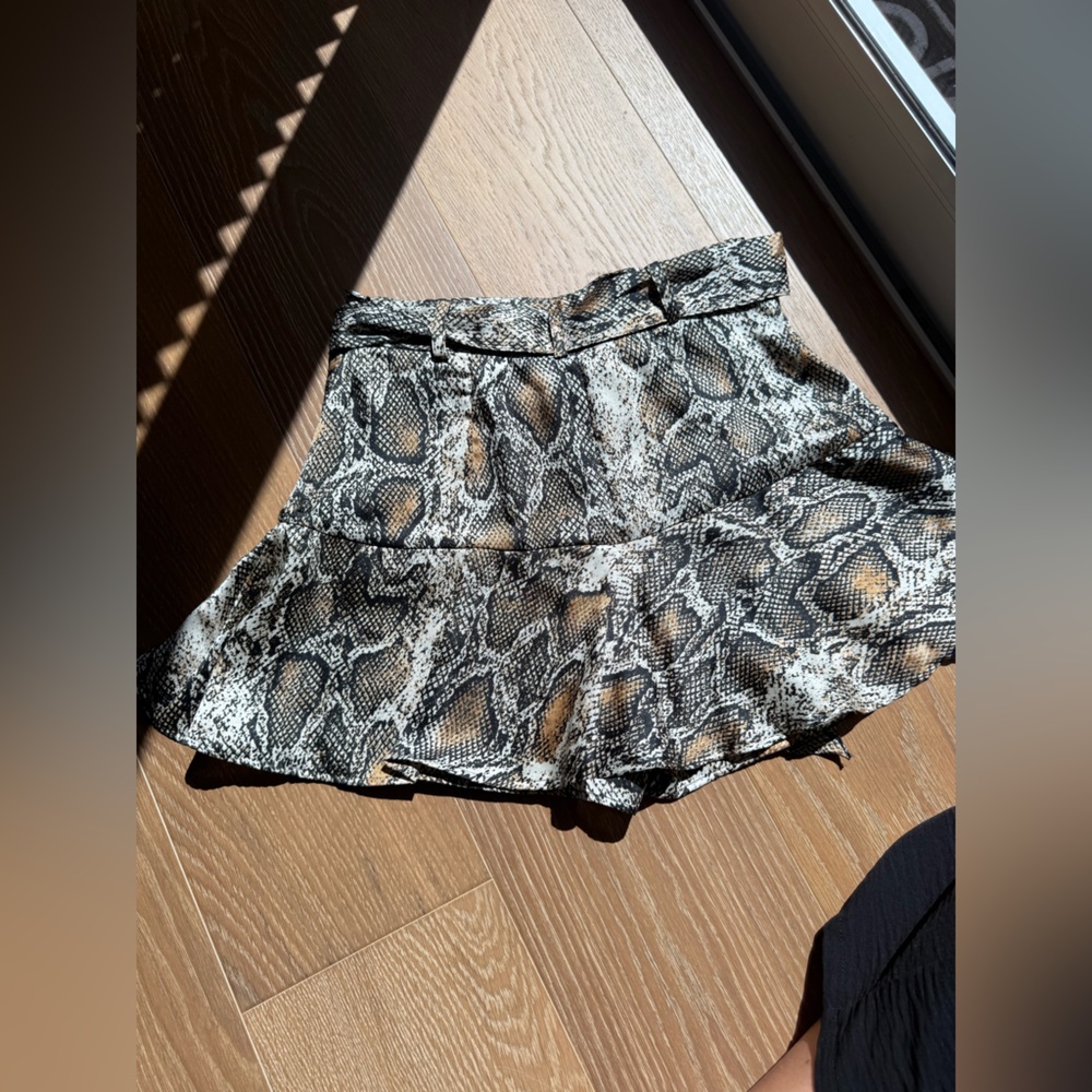 Zara Black and Brown Snake Print Mini Skirt - Picture 7 of 9